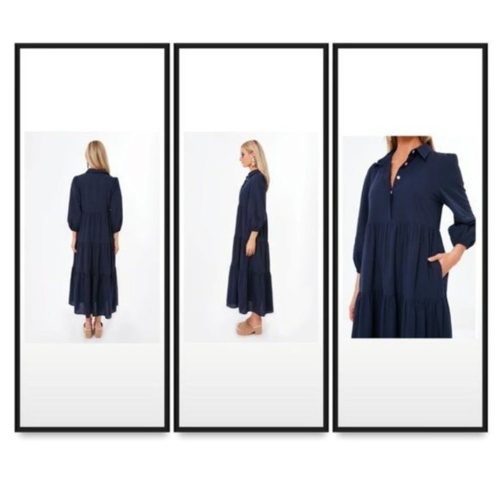 Pomander Place | NEW Navy Mabel Three-quarter Puff Sleeve Maxi Dress Size XS - Picture 2 of 10